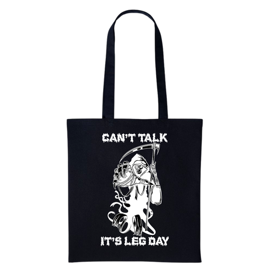 SNRLabs Can't Talk It's Leg Day Tote Bag